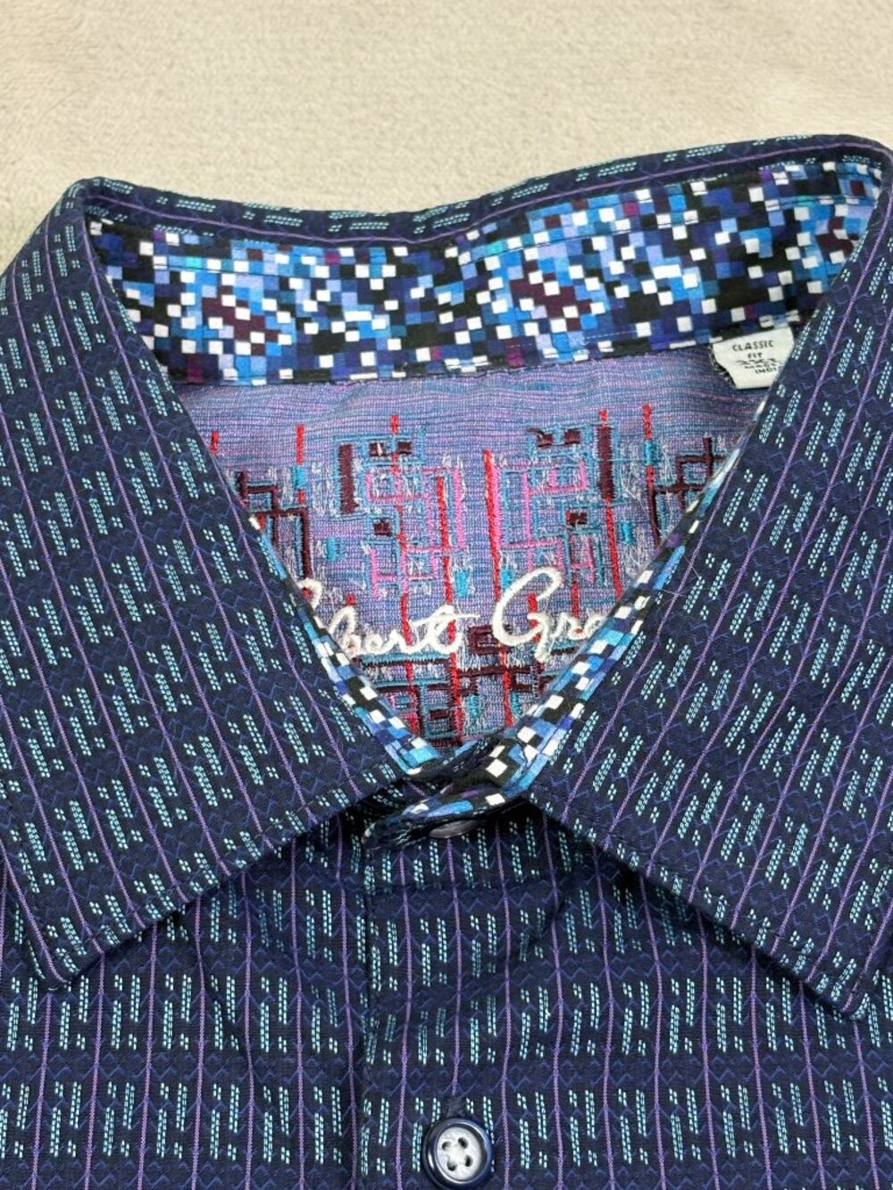 Robert Graham Men's 2XL Multicolor Geometric Cotton Long Sleeve Button-Up Shirt